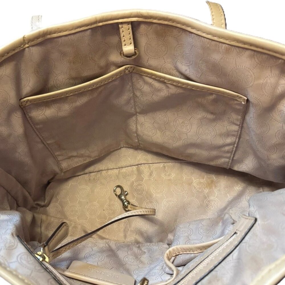 Michael Kors Jet Set Travel Studded Tote Hand Bag Brown, Tan and Gold  Rare Tote - Picture 3 of 6